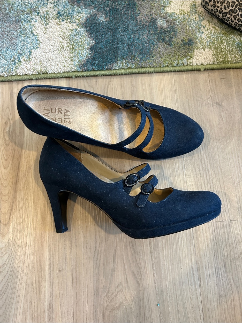 Naturalizer Navy Double-Strap Mary Jane heels with Buckles - Picture 2 of 2